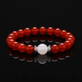 6mm 8mm Natural Black Onyx White Onyx Red Carnelian Agate Stainless Steel Spacer Couple Stone Stretch Bracelet