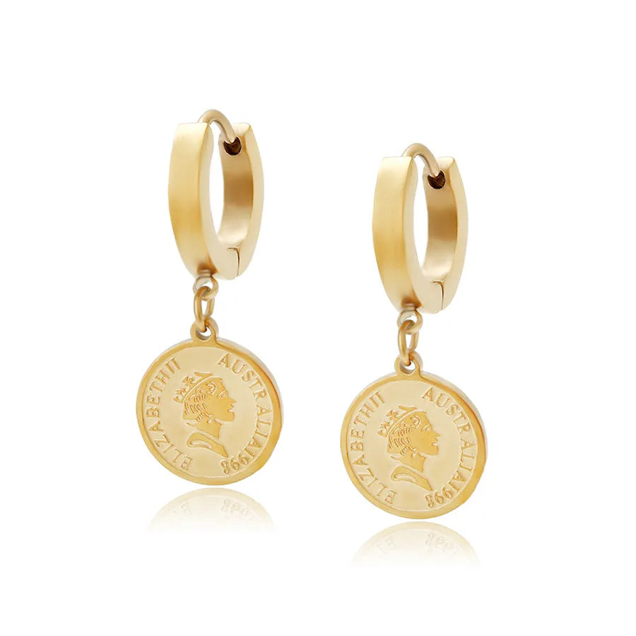 A00769795 xuping Jewelry Simple Elegant Noble Queen Elizabeth 14k Gold Plated Stainless Steel Earrings