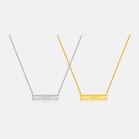 FUAMAY Fashion 925 Sterling Silver 18K Gold Plated Bar Necklace Word MAMA Engraving Necklace