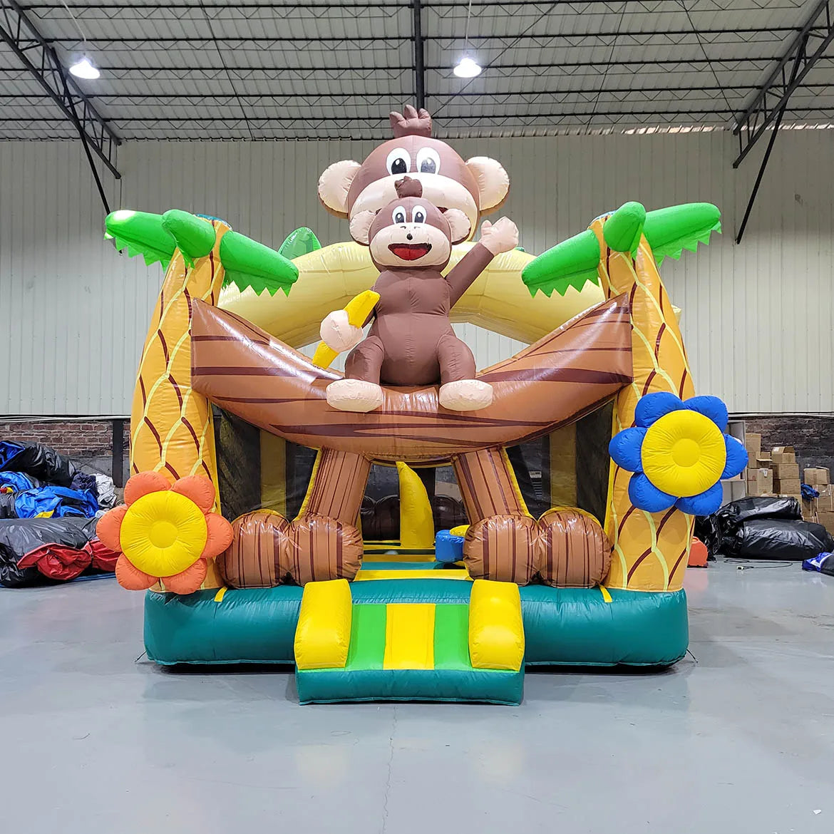 Custom GZAIRFUN Commercial Grade PVC Jungle Monkey Inflatable Bounce House Jumping Slide Combo EN14960 15649 Certified for All