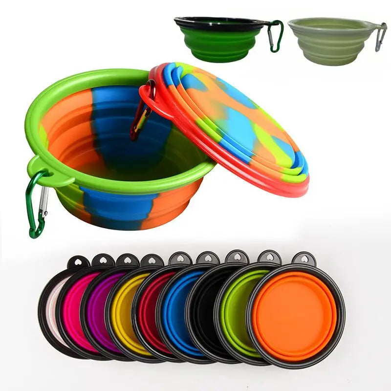 Portable Collapsible Dog Travel Bowl With Lid Outdoor Pet Feeding Water Bowl OEM Wholesale