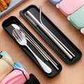 Personalized Reusable Stainless Steel Cutlery Utensils Silverware Travel Camping Chopsticks Portable Flatware Set with Box