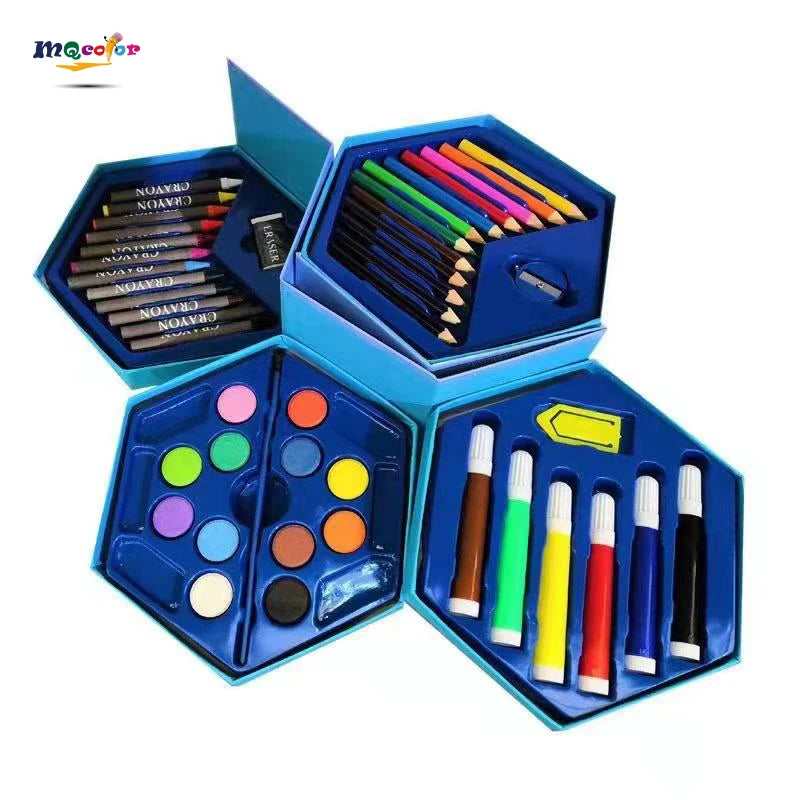 46 Pcs Cartoon-Design Luxury Multi-color Plastic Educational Game School Stationery Set Kids' Learning Supplies for Students