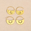 YK Light Luxury and Fashionable Women's Jewelry Custom Stainless Steel 18k Gold-plated Hollow Moon Earrings