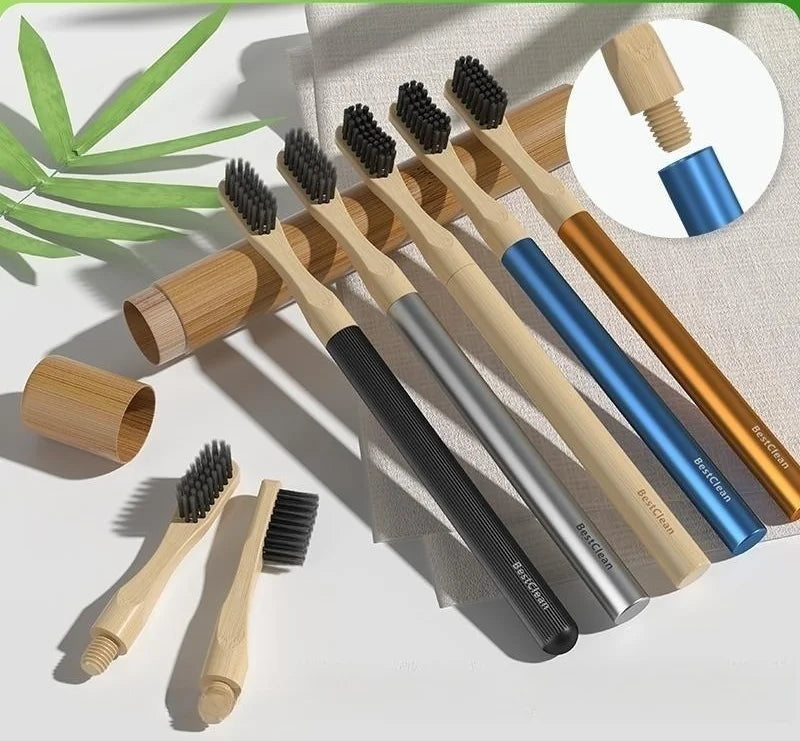 2025 Eco Friendly Charcoal Toothbrush Biodegradable Bamboo Hair Wide Toothbrush