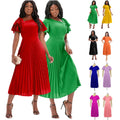 AM211235 Latest Design Summer Dresses Women Lady Elegant A-Line Pleated Elegant Casual Dresses Ladies Office Career Dresses