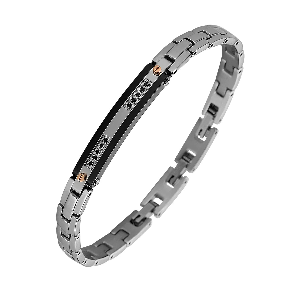 Xinyashang High-end Jewelry Supplier Stainless Steel Bracelets Black Zircon Engraved Designer Brand Men's Bracelets