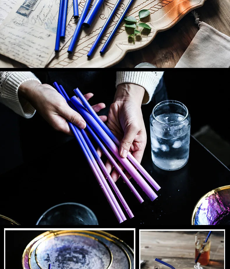 304 Stainless Steel Temperature-changing Multi-Specification Coffee Beverage Metal Straw