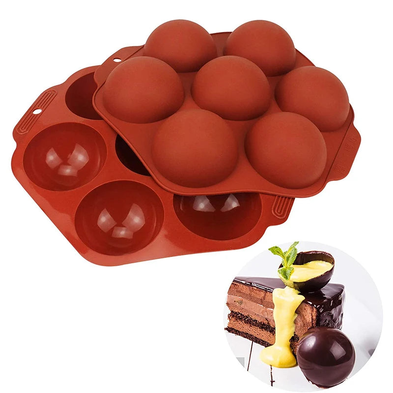 Bpa Free 7 Holes Semi Sphere Round Baking Silicone Mold for Chocolate Bomb Jelly Cake Dome Mousse