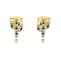 925 Sterling Silver Earrings Plant Cactus Colored Zircon Gold Plated Stud Earrings for Women Fine Jewelry Earrings