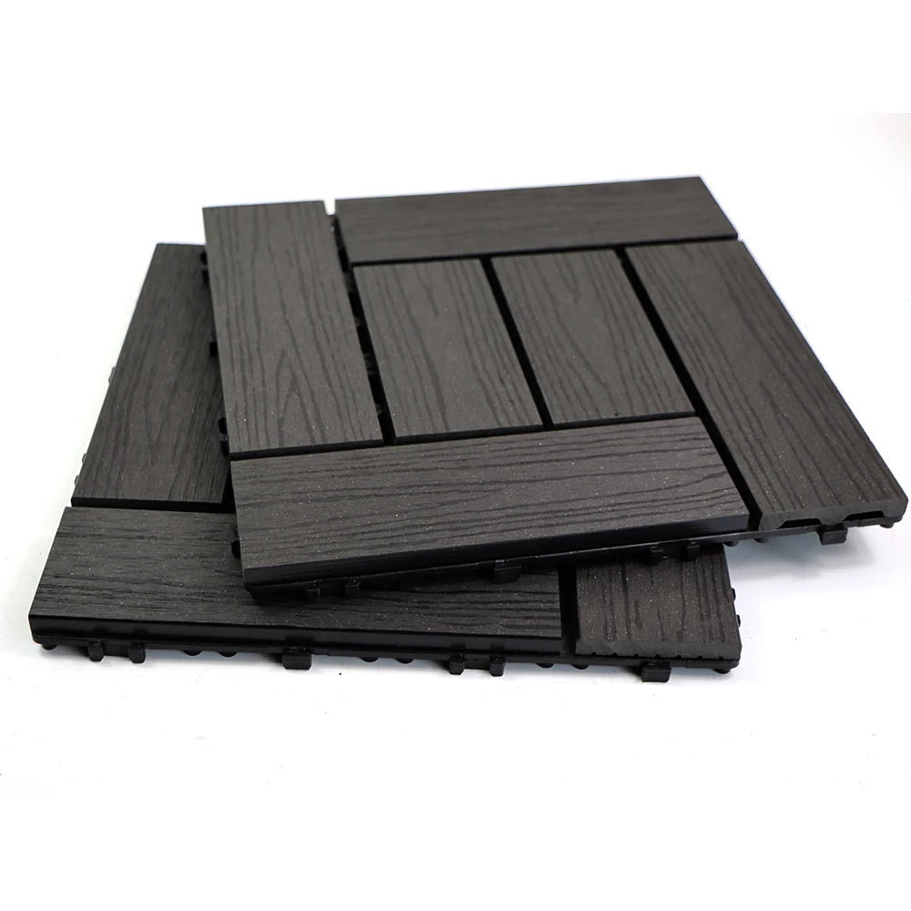 300x300 Outdoor Waterproof Square Brushed European WPC Wooden Deck Tiles Snap Deck Tile Click Interlocking