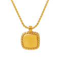 French Style Stainless Steel 18k Gold Plated Necklace Geometric Square Lace Clavicle Chain Jewelry Girls Party Tarnish Free