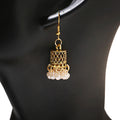 Women Boho Ethnic Pearl Tassel Earrings for Women Pendant Gold Bells Hook Ladies Indian Earrings Jewelry