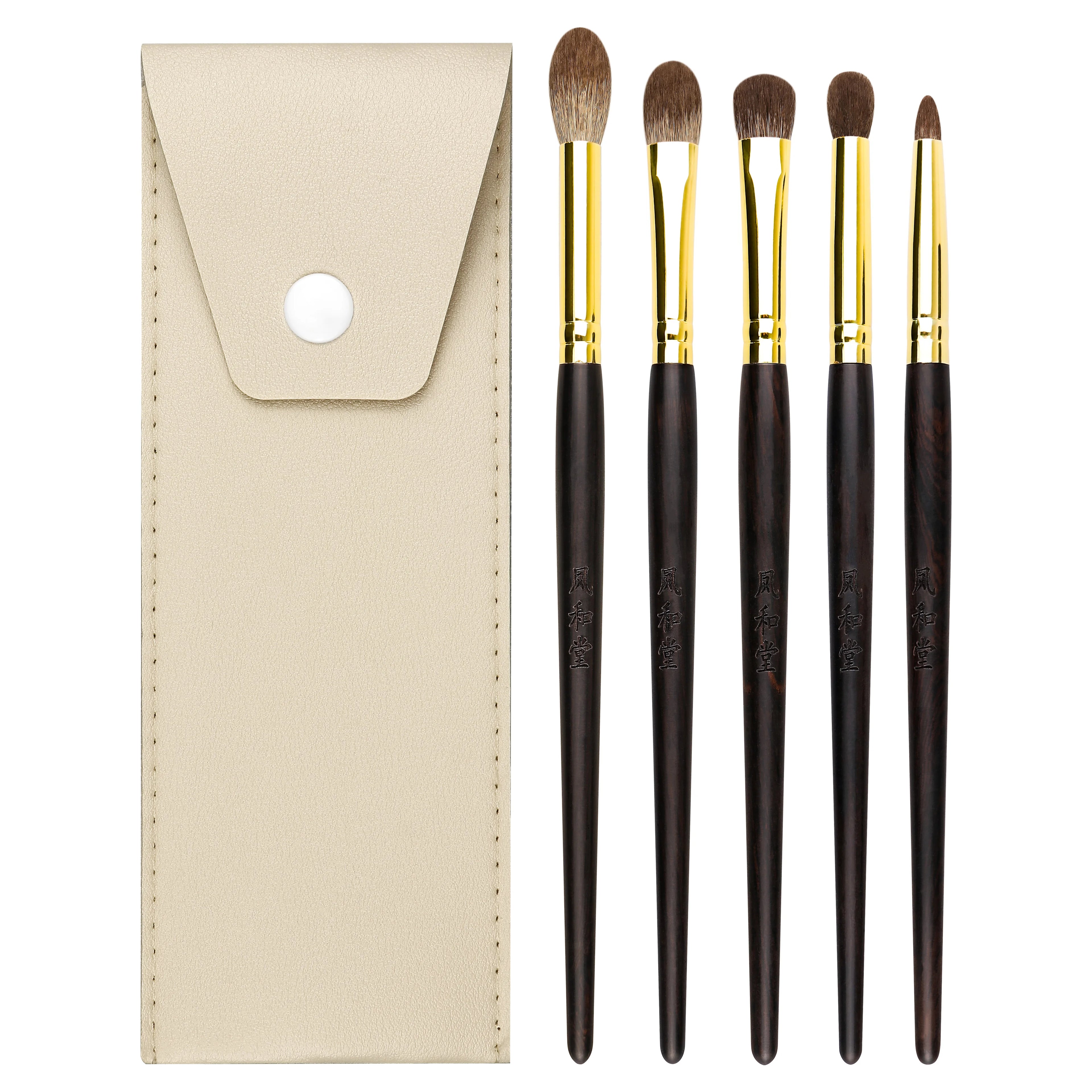 2025 New Ebony Handle Makeup Brush Goat Hair Professional to Woman Travel Portable Eyeliner Brush  Set Blending Brush