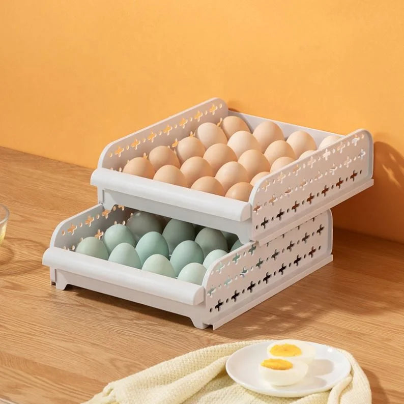 2026 New Kitchen Transparent Single Layer 20 Grid Anti-collision Egg Box Refrigerator Can Stack Egg Fresh-keeping Storage Box