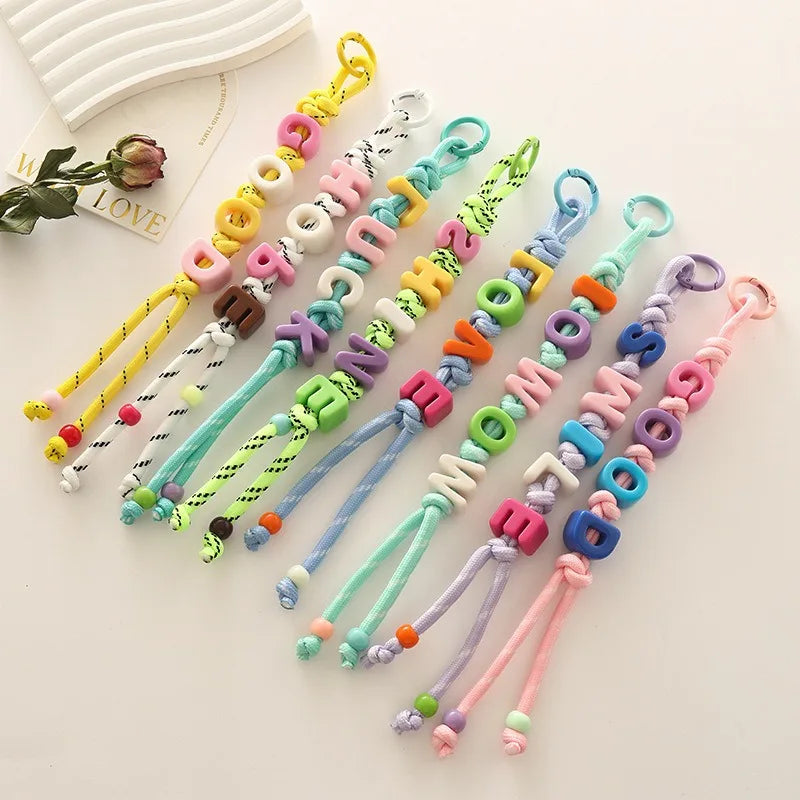 Customized Rainbow Tassel Rope Bag Charm Cute Personalized Name Keychain Colorful Backpack Accessory with Simple Style