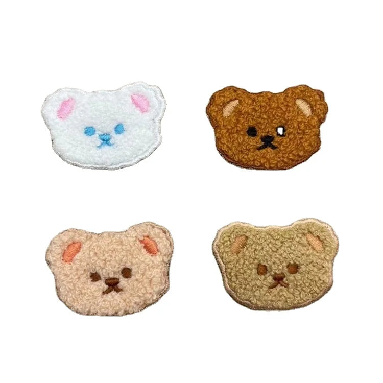 Wholesale Iron on Ironing Polyester Towel Embroidered Cute Bear Head Clothes Patches