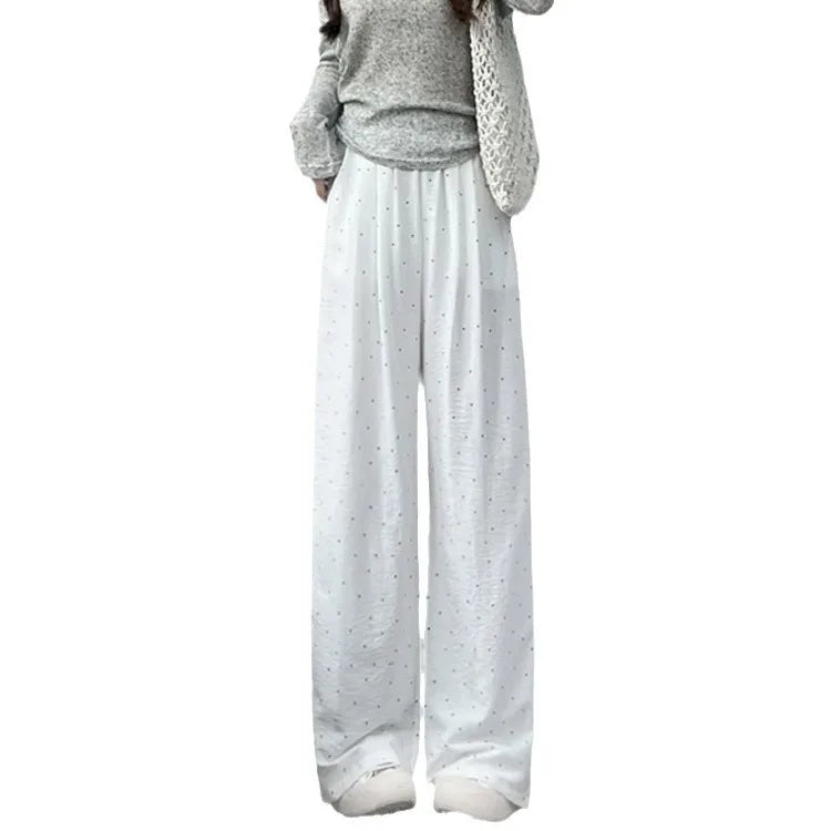 Women's Summer Pendant Pants Thin High Waist Block Pants Lazy Wind Straight Tube Ice Silk Wide Leg Pants