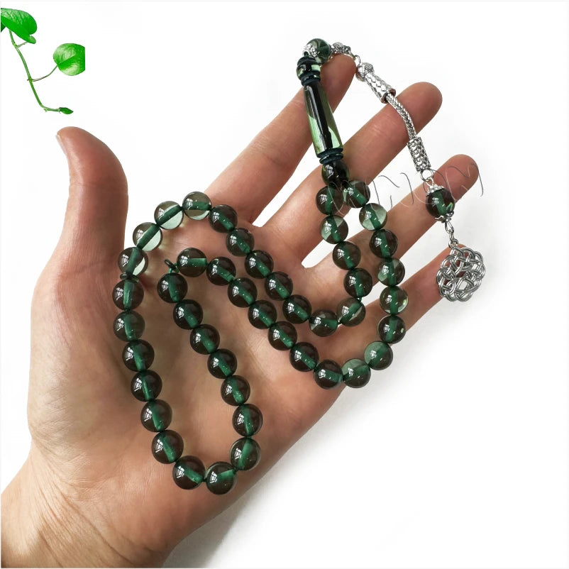 New Resin Tesbih White Color Handmade Prayer Beads 10mm45 Rosary Tassels Islam Gift Muslim Misbaha Beaded Bracelet Silver Plated