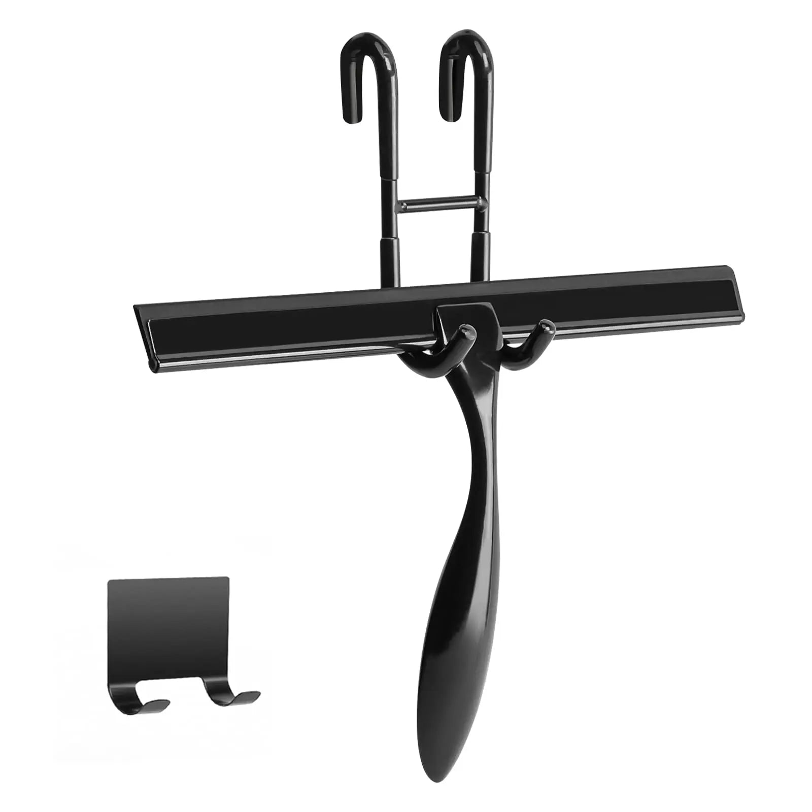 Black Perforated Squeegee with Stainless Steel Handle for Shower and Window Cleaning for Floor and Car Use