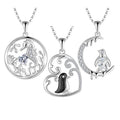 Summer Beach 925 Sterling Silver Penguin & Sea Life Animal Pendants Necklaces With CZ and Rhodium Plating