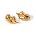 Wholesale Water Drop Earrings Fashion Jewelry 18K Gold Plated Stainless Steel Double Teardrop Water Drop Stud Earrings for Women