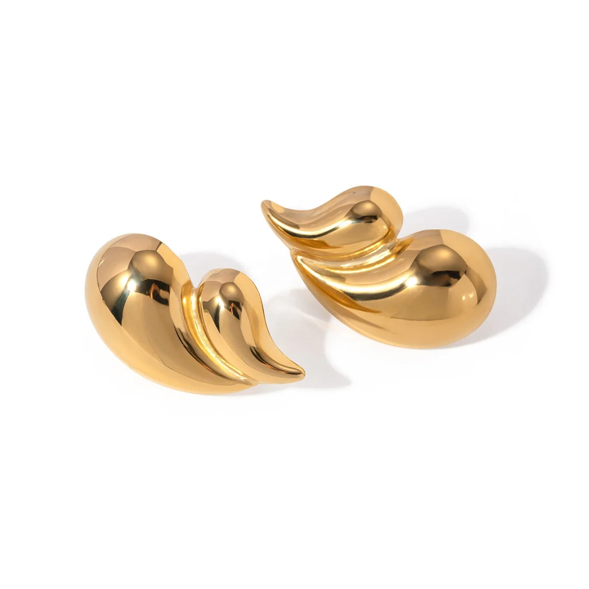 Wholesale Water Drop Earrings Fashion Jewelry 18K Gold Plated Stainless Steel Double Teardrop Water Drop Stud Earrings for Women