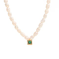 Vintage Trendy Chic Delicate Fashionable Beaded Freshwater Pearl Gold Plated Stainless Steel Gemstone Necklaces Jewelry