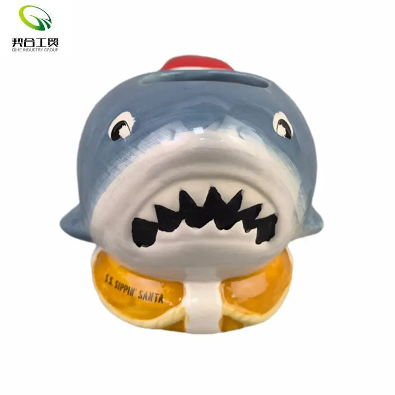 12oz Green Custom Fashion Personalized Animal Fish Cup Creative Children Gift Ceramic 3D Cartoon Shark Coffee Mug AB Grade