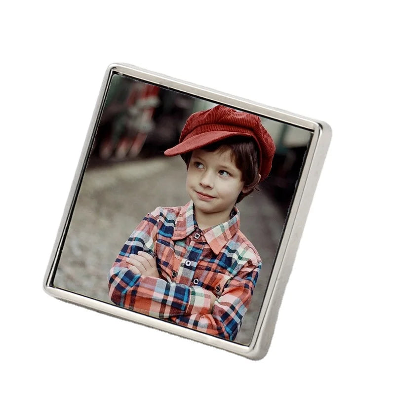 Manufacturers China Photo Cover Clothing Badges Blank Sublimation Metal Badge with Butterfly Pin