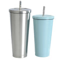 Wholesale Double Wall 16oz Stainless Steel Straw Tumbler Coffee Mug With Straw Vacuum Cup Stainless Steel Mug
