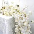 Artificial Flower Table Runner Decorative Beige Rose Wedding Table Flowers Decoration