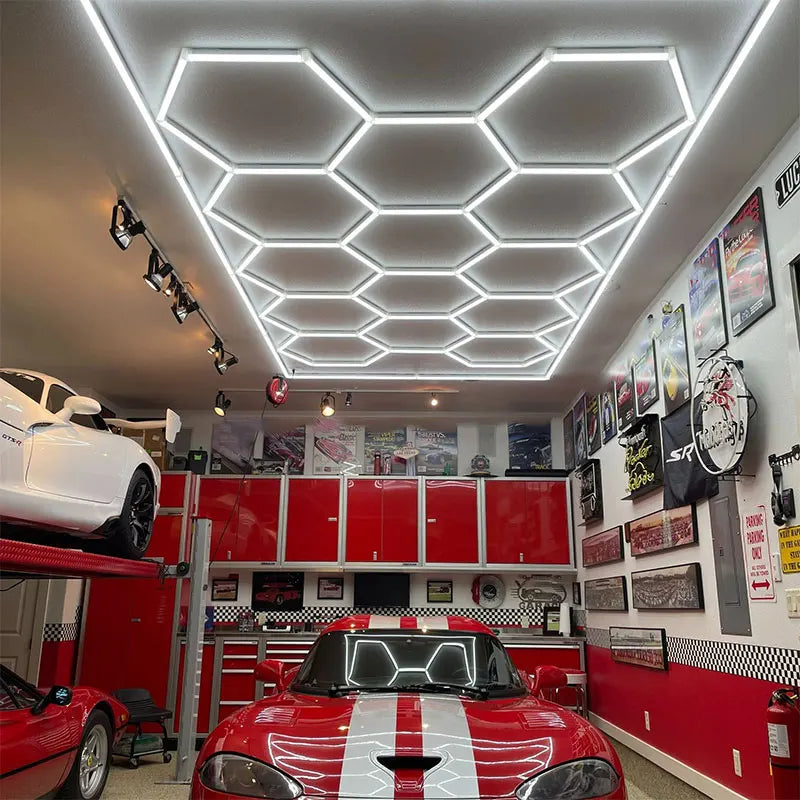 GE8001 Large 3D Hexagon LED Light for Car Showroom Auto Workshop Garage