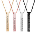 Manufacturer Stainless Steel Silver 18K Gold Rose Black Engraved Custom Statement Vertical Bar Necklaces for Women & Men