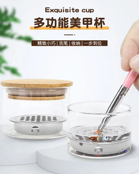 Colorful Crystal Nail Cleaning Brush Container Glass Nail Dappen Dish Nail Cleaning Brush Container
