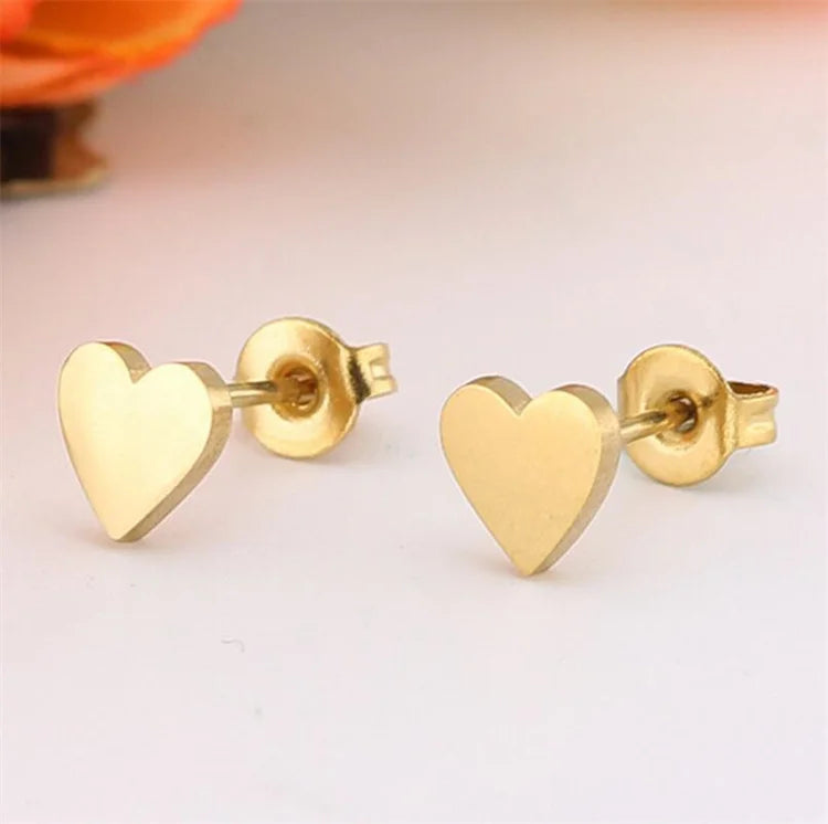 Wholesale New Simple Fashion Stainless Steel Cute Personality Gold Plated Peach Heart Love Stud Earrings
