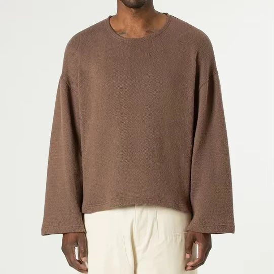 Luxury Men's Oversized Boxy Fit Sweatshirt Cropped Cotton Homme Blanks Winter Manufacturers Sweater with Front Logo