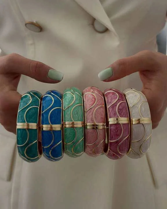 European American Cross-Border Women's Classical Enamel Royal Pattern Glue Bracelets Niche Design Fashion Beaded Bracelets
