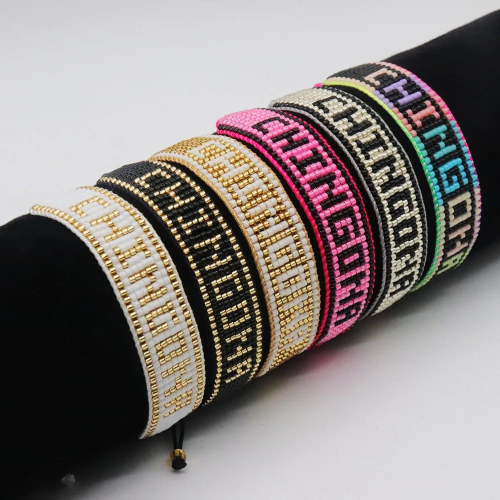 Adjustable Bohemian Style Miyuki for Bracelet for Women Delicate Letter Design Braided Friendship Charm Gift