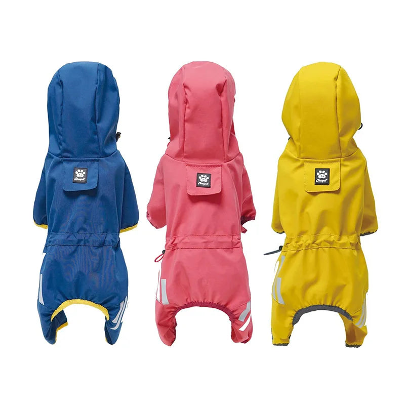 Dog Pet Raincoat Four-legged All-inclusive Breathable Pet Clothing Leisure Outdoor Dog Clothing Spring and Summer Cartoon Solid