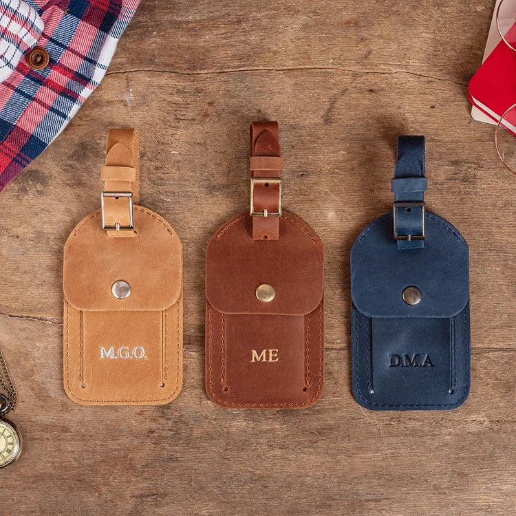 Personalized Travel Tags Name Tags for Luggage Custom Genuine Leather Luggage Tags