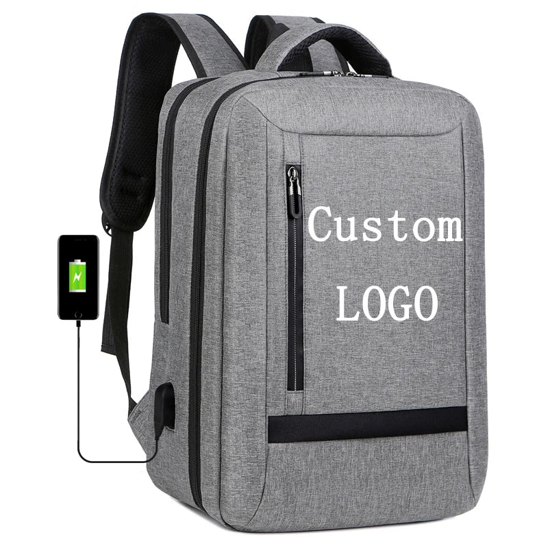 Solid Color Oxford Laptop Backpack with Usb Large Capacity Full Opening Travelling Outdoor Back Bag with Customised logo