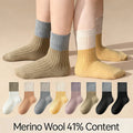 41% Merino Wool Color-Block Ribbed Kids' Crew Socks