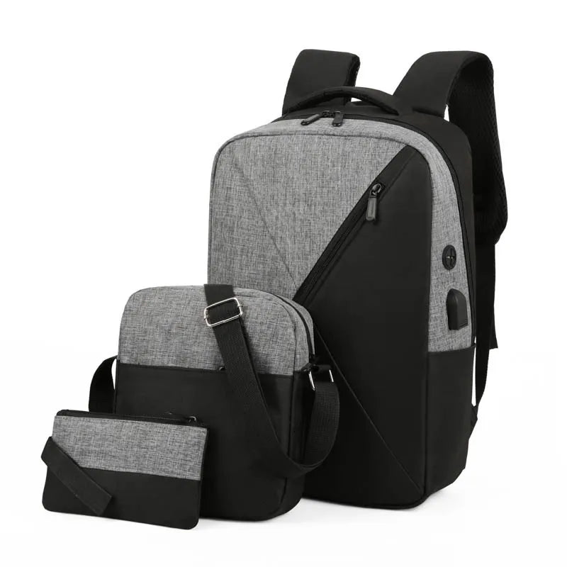 3pcs New Design Multi Functional Usb Charging School Backpack Set Book Bags for High School