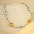 Trendy Two Tone Ball Stainless Steel Necklace Minimalism Women Gold Plated Chokers Necklace Fashion Jewelry for Daily