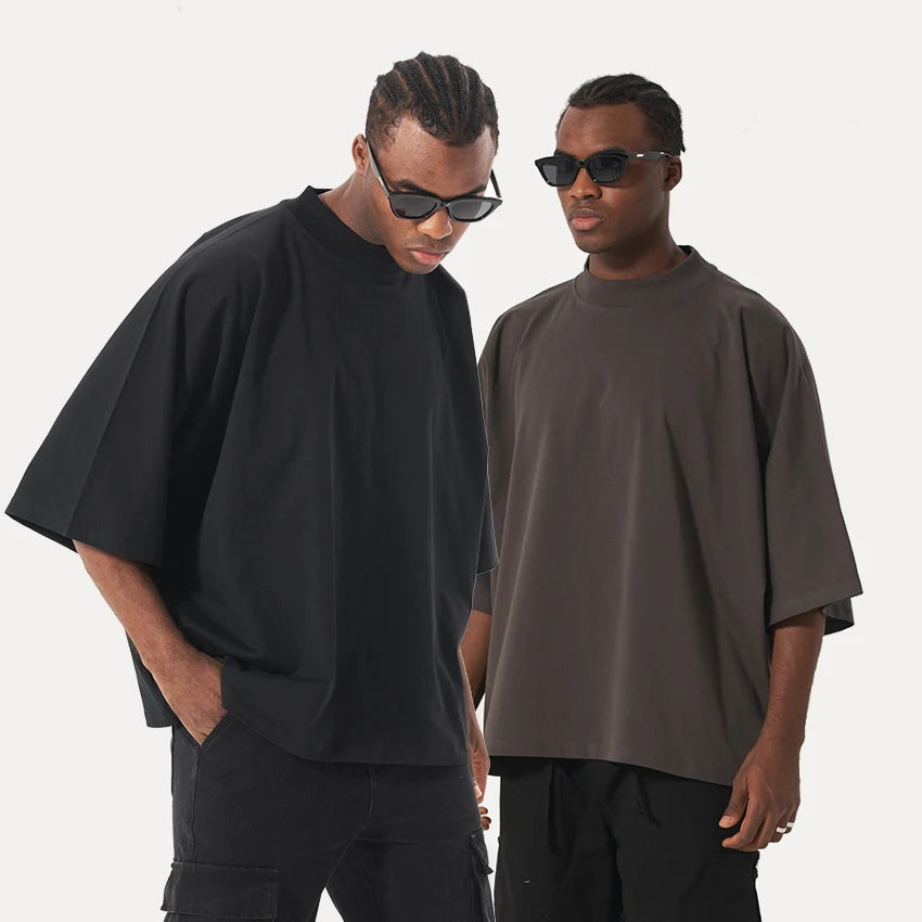 High Quality Heavyweight 100% Cotton Men's T-Shirt Oversized Boxy Fit Custom Logo Print Knitted Men's Clothing