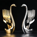 304 Stainless Steel Fruit Fork Cake Fork Dessert Coffee Spoon Swan Base Combination Tableware Set