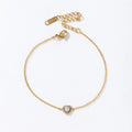 Newest Stainless Steel 18K Gold Plated White Cubic Zircon Heart Pendant Link Chain Women Bracelet