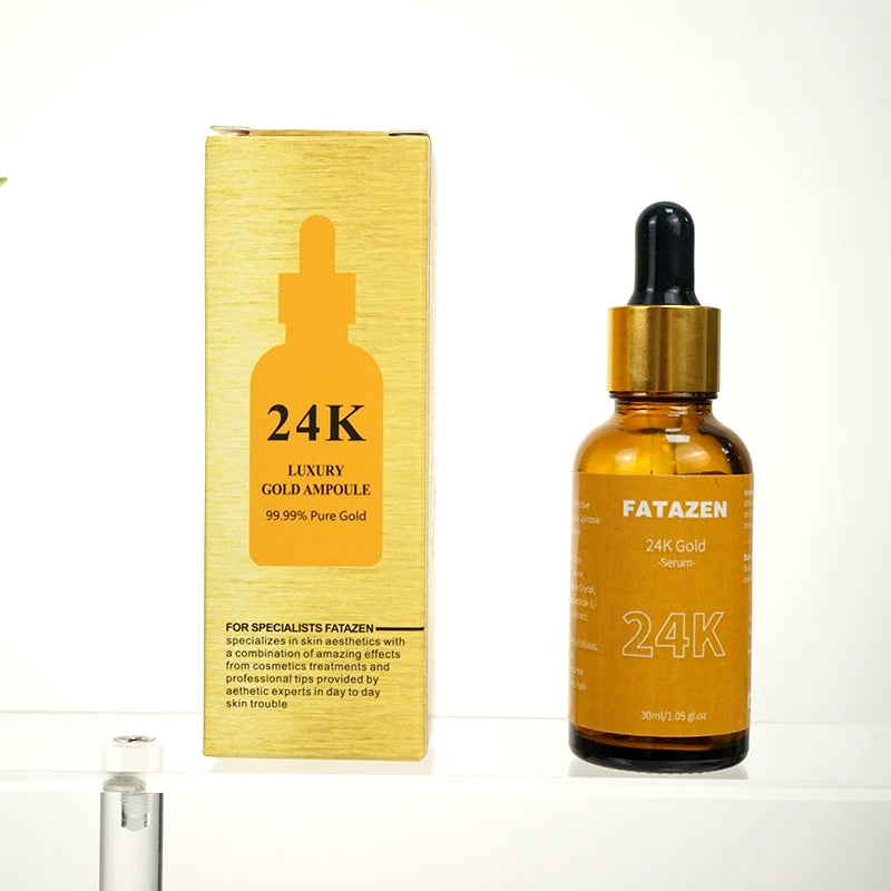 Ready to Ship FATAZEN Hot Selling Private Label 24K Gold Face Serum Moisturizing Facial Repair OEM Skin Care 24K Gold Serum