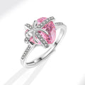 Women Mirco Pave Bling Bow Zircon Stone Wedding Engagement Statement Jewelry Morganite Zircon Bowknot Diamond Ring